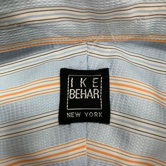 IKE Behar Dress Shirt Mens 16 Breeze Multi Textured Stripe Long Sleeve Button Up - Picture 5 of 12